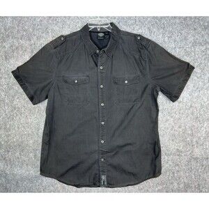 Harley Davidson Black Label Men’s 2XL Black Button Up Short Sleeve Cotton Shirt